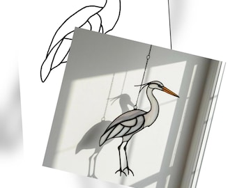 Heron Stained Glass Pattern PDF – Digital Download, Bird Suncatcher Template
