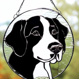 Decoración de vidrio para perros, arte de vidrio con forma de perro, regalo para amantes de las mascotas, atrapasol vibrante para perros, decoración hecha a mano para mascotas, adorno para ventana para perros, decoración artística para perros