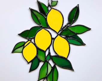 Handmade Stained Glass Lemon Suncatcher: Citrus Window Decor