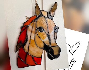 Horse Stained Glass Pattern PDF – Digital Download, Animal Suncatcher Template