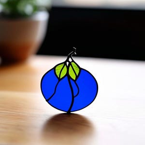 Stained Glass Blueberry Suncatcher: Handmade Berry Branch Window Art