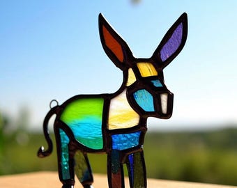 Atrapasueños de burro de vidrieras hechas a mano: decoración rústica de granja
