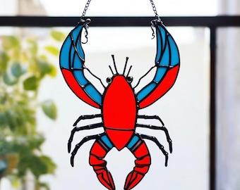 Handmade Stained Glass Crab Suncatcher: Coastal Nautical Decor