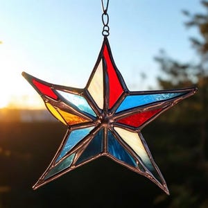 Handmade Stained Glass Star: Celestial Window Decoration