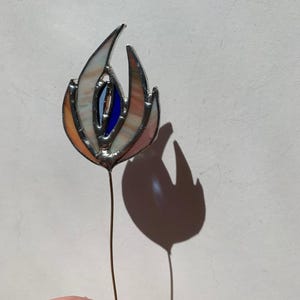 Handmade Stained Glass Fire Colorful Flame Suncatcher Vibrant Home Decor Unique Window Hanging, Modern Glass Art Perfect pot standing decor