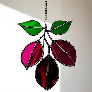 Stained Glass Plum Blossom Suncatcher: Japanese Sakura Window Hanging