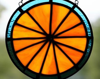 Stained Glass Orange Slice Suncatcher: Handmade Citrus Window Decor