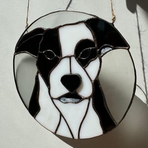glass dog decor black dog stained glass art pet lover gift vibrant dog suncatcher handmade pet decor dog window ornament, artistic dog decor
