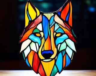 Acchiappasole In Vetro Colorato Con Lupo 15,2 Cm – Cattura Luce Artistica Per Finestre, Simbolo Di Forza E Lealtà