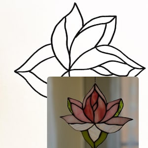 Stained Glass Lily Pattern PDF Digital Download, DIY Flower Suncatcher Template Beginner-Friendly Stained Glass Design, Floral Craft Project