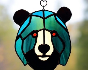 Vitral de oso grizzly para colgar en la ventana: decoración de vida silvestre hecha a mano