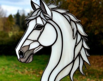 Stained Glass Horse Suncatcher: Handmade Equestrian Window Decor