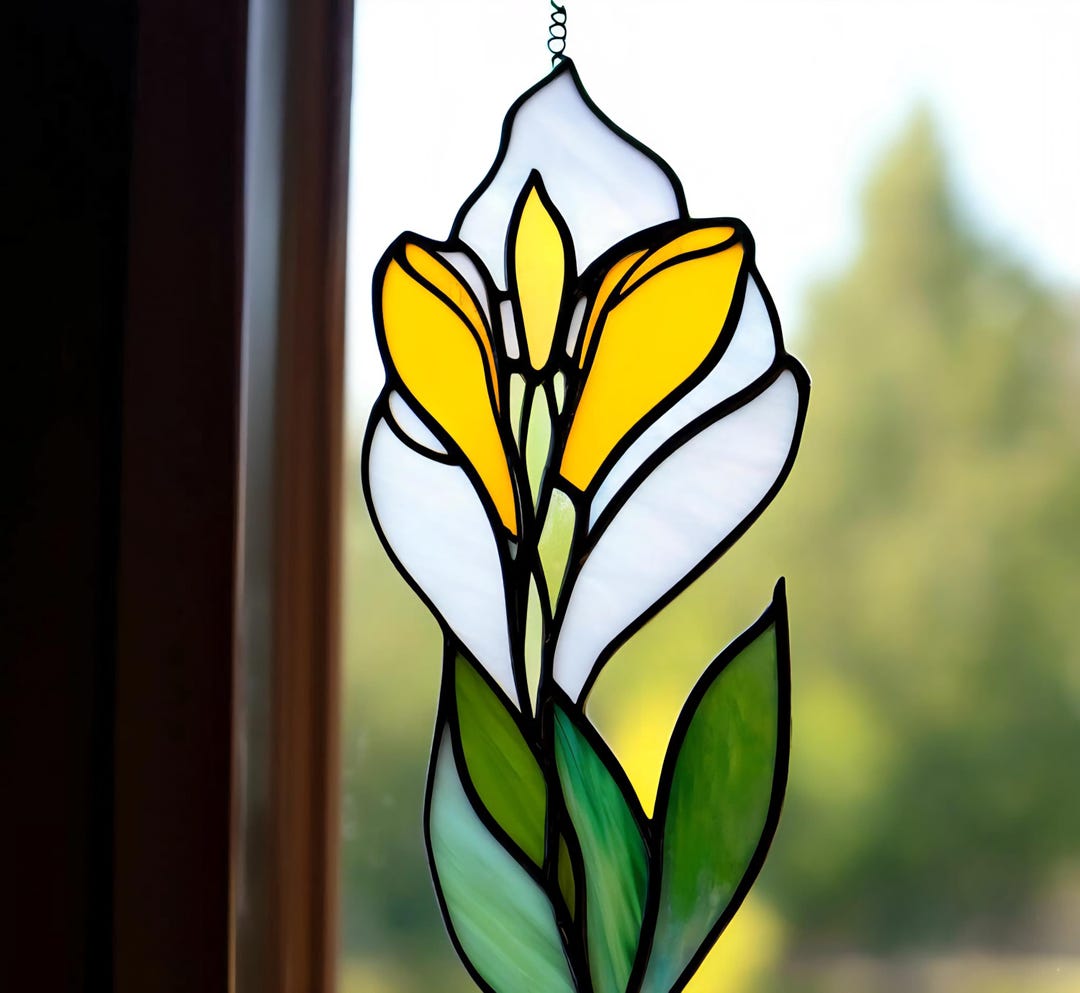 DASTOLL Buntglas-Fensterbehang Mit Calla-Lilie – Sonnenfänger, 24,9 Cm (Diamantglas, Geschenk Für Mutter, Frau, Deko)