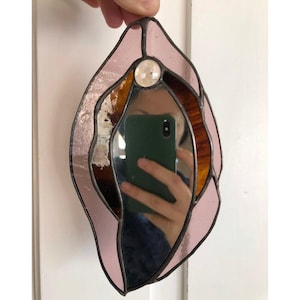 Stained Glass Yoni Suncatcher: Handmade Abstract Mirror Ornament