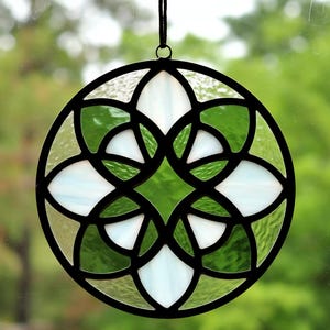 Seed of Life Stained Glass Suncatcher: Sacred Geometry Boho Decor