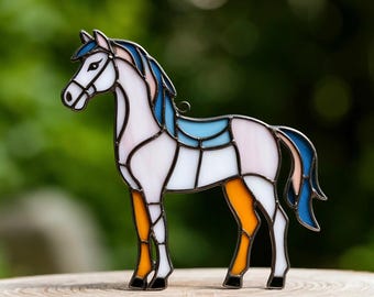 Stained Glass Horse Suncatcher: Handmade Equestrian Window Decor