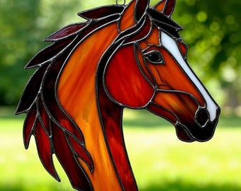 Stained Glass Horse Suncatcher: Handmade Equestrian Window Decor