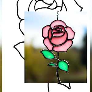 Stained Glass Rose Pattern: Fairytale Suncatcher DIY Template (PDF Download)