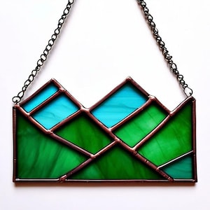 Stained Glass Mountain Sunset: Handcrafted Nature-Inspired Home Decor