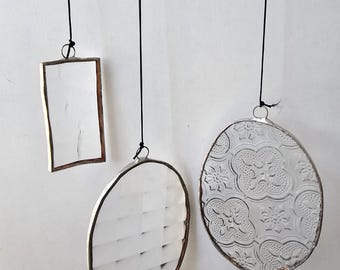 Stained Glass Mobile – Art Deco Style clear Suncatcher, Contemporary Window Decor