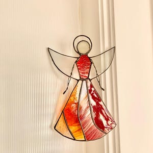 Stained Glass Angel Suncatcher Handcrafted Guardian Angel Spiritual Window Hanging Unique Gift for Loved Ones Memorial Ornament Heavenly Art