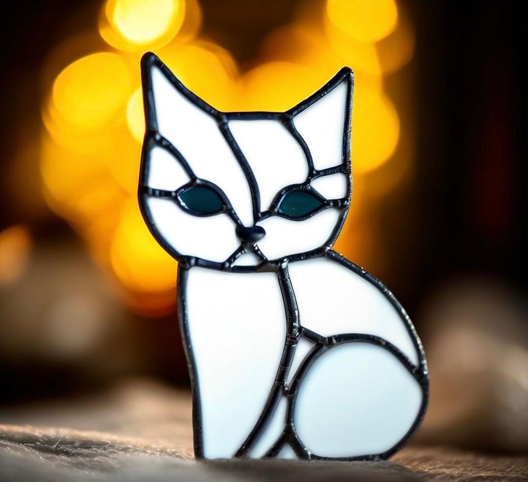 Gatto Colorato In Vetro Colorato, Adesivo Per Finestre, Gatto