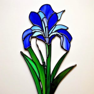 Stained Glass Iris Suncatcher: Handcrafted Floral Window Hanging