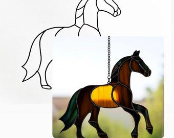 Stained Glass Horse Pattern: DIY Suncatcher Template (PDF Download)