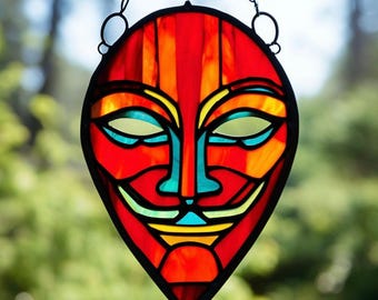 Guy Fawkes-mask i målat glas: Hackersymbol med solfångare