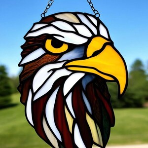 Handmade Stained Glass Eagle Suncatcher: Wildlife Window Decor