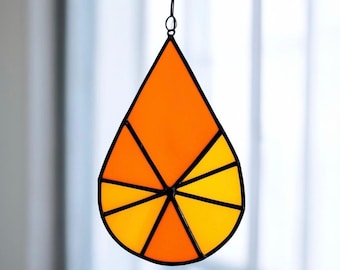 Stained Glass Orange Suncatcher: Handmade Citrus Window Decor