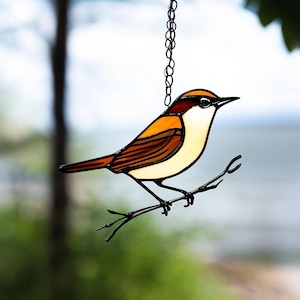 Stained Glass Bird Suncatcher Handcrafted Window Hanging Décor Colorful Wildlife Art Unique Gift for Bird Lovers Nature-Inspired Home Decor