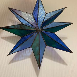 Handmade Stained Glass Star: Vibrant Blue Window Decor