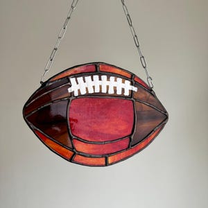 Stained Glass American Football Ball Handmade Suncatcher, Sports Decor, Unique Gift for Football Fans, Man Cave, Coach Gift, Gamer Room Art