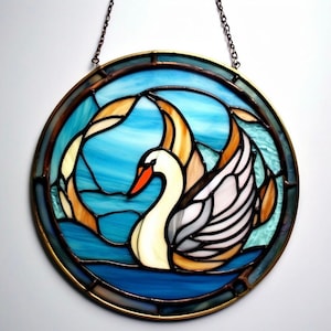 Stained Glass Swan Suncatcher: Handmade Window Ornament