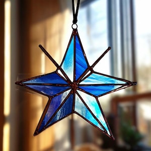 Handmade Stained Glass Star: Vibrant Window Hanging, Custom Celestial Decor