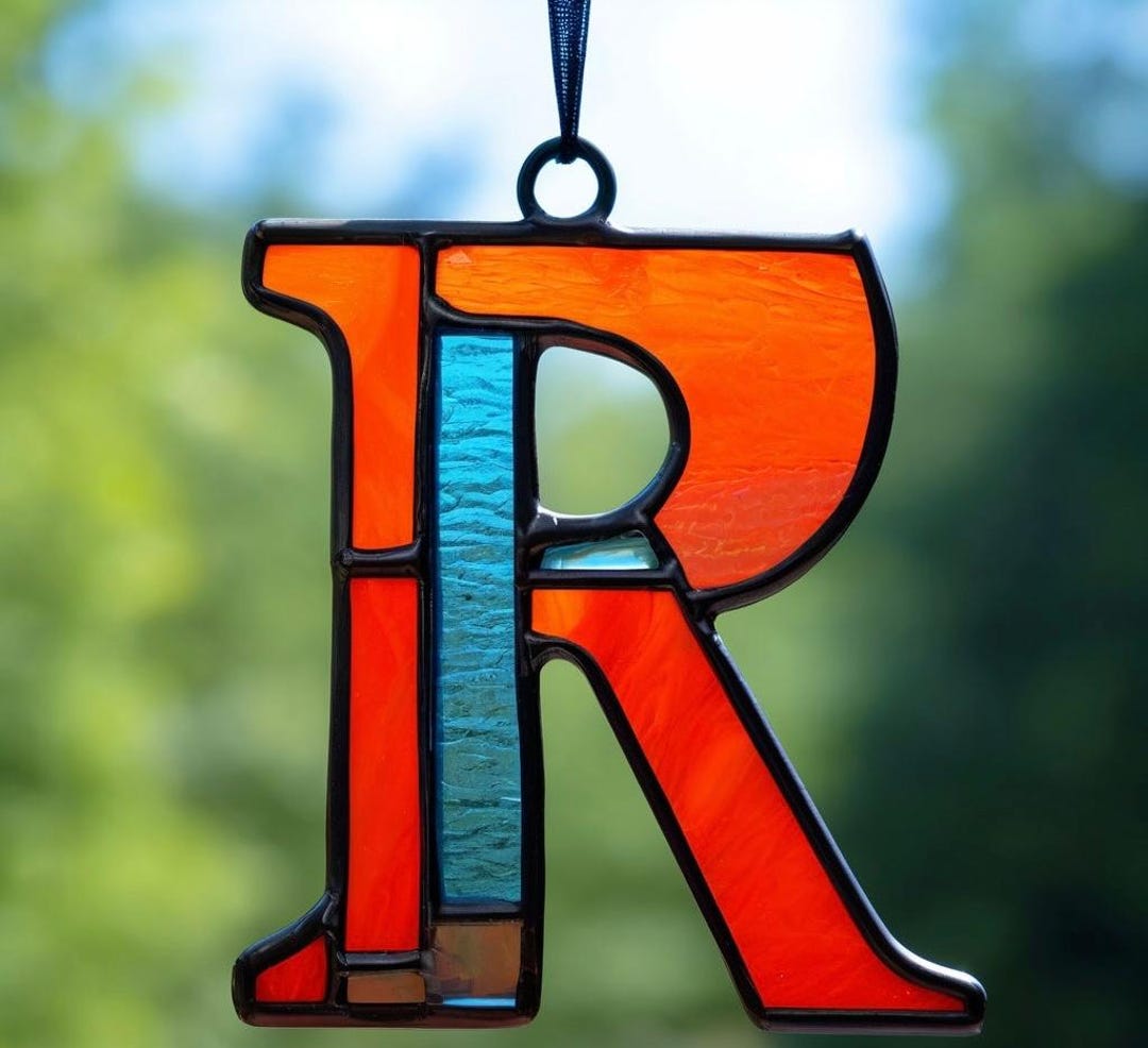 Gable Decorative Letter R Stained Glass Letter R Handmade Decorative Alphabet Art Custom Monogram ...