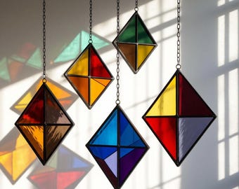 Móvil moderno de vitrales – Atrapasol colorido estilo Art Déco, decoración contemporánea para ventanas