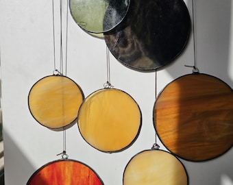 Modern Stained Glass Mobile – Art Deco Style Colorful Suncatcher, Contemporary Window Decor