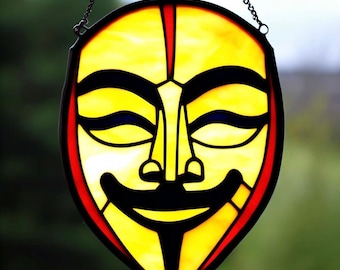 Guy Fawkes-mask i målat glas: Väggkonst med hackersymbol