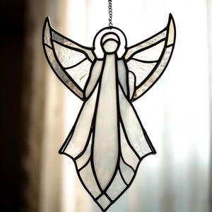 Stained Glass Angel Suncatcher: Handmade Spiritual Window Decor