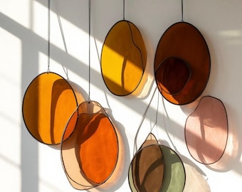 Modern Stained Glass Mobile – Art Deco Style Colorful Suncatcher, Contemporary Window Decor