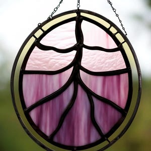 Stained Glass Plum Blossom Suncatcher: Japanese Sakura Window Hanging