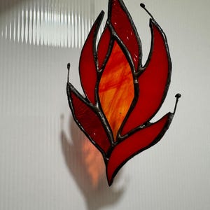 Handmade Stained Glass Fire Colorful Flame Suncatcher Vibrant Home Decor Unique Window Hanging, Modern Glass Art Perfect Gift for Fire lover