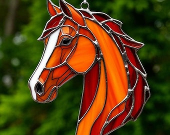 Stained Glass Horse Suncatcher: Handmade Equestrian Window Decor