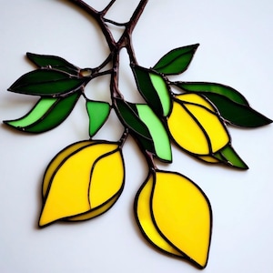 Handmade Stained Glass Lemon Suncatcher: Citrus Window Decor