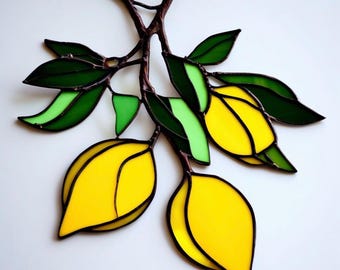 Handmade Stained Glass Lemon Suncatcher: Citrus Window Decor