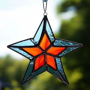 Handmade Stained Glass Star: Celestial Window Decoration