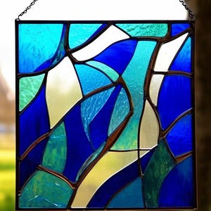 Handmade Stained Glass Suncatcher: Modern Geometric Window Hanging