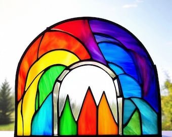 Handcrafted Stained Glass Rainbow Suncatcher: Vibrant Window Decor